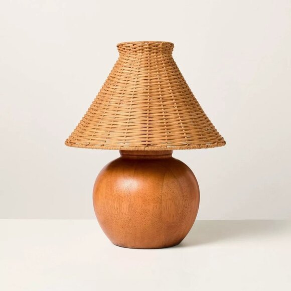 Wood Base Rattan Shade Accent‎ Table Lamp - Hearth & Hand Magnolia - Target NIB